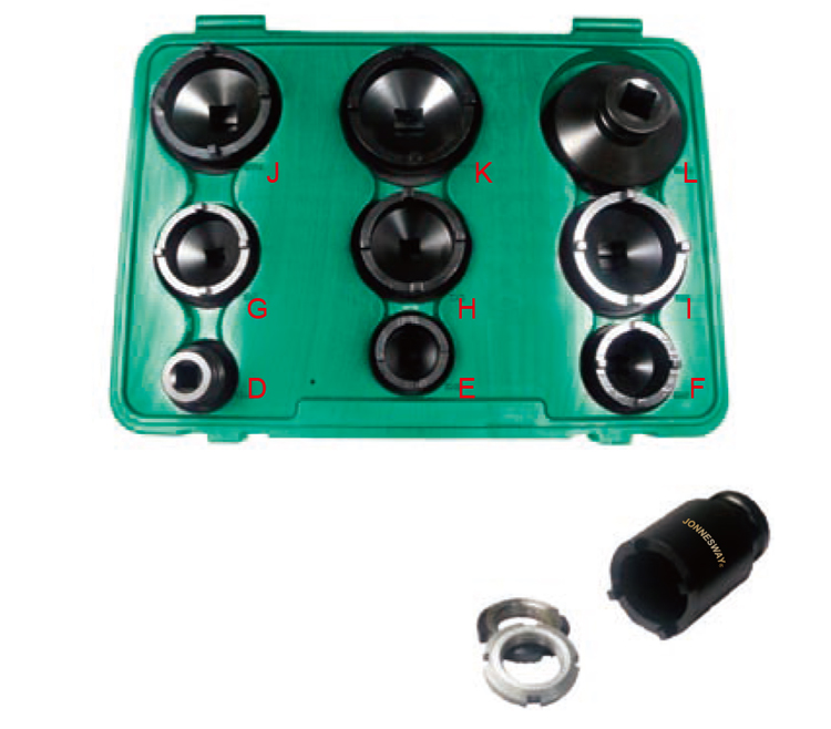 9 PCS SPECIAL SOCKET SET WITH OUTER TEETH FOR LOCKNUTS