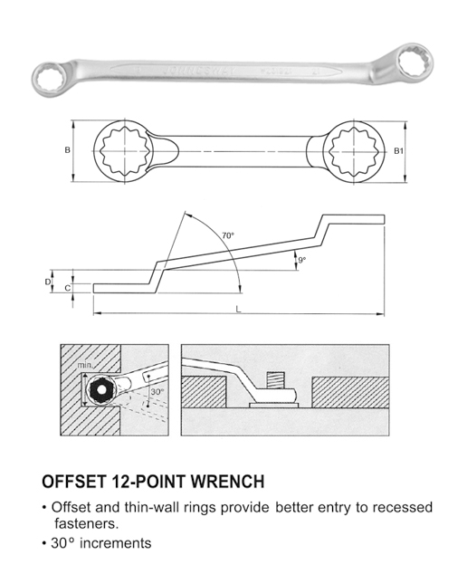 75° OFFSET RING WRENCH(MM)